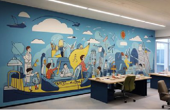  政和办公室墙绘的特点。