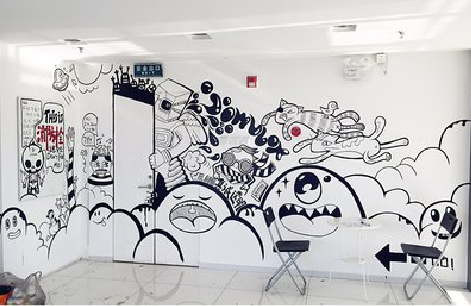  政和手绘墙并非传统涂鸦。